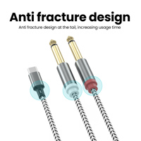 USB C a Dual 6,35mm macho a macho Cable de audio trenzado tipo C a 2x6,35mm AUX macho Cable de audio