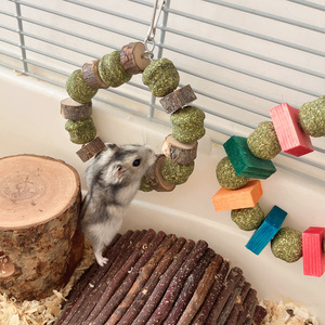 Jouet à mâcher Totoro pour hamsters, cochons d'Inde, lapins, écologique, toutes saisons, anneau décoratif, boule d'herbe, fournitures pour petits animaux - Product Image 4