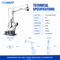 Bras robotique FOBOT 4 axes 10 kg Mr10c-1488, rayon d'action de 1488 mm, garantie 1 an, fourniture directe d'usine, automatisation de la manutention