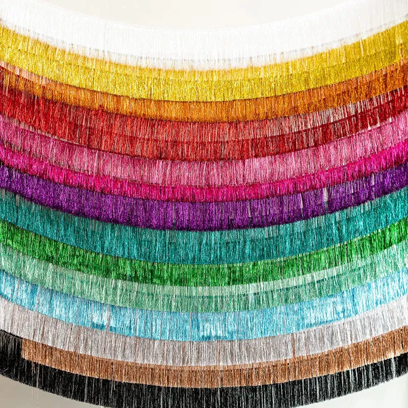 New Foil Fringe Metallic Tinsel Wall Hanging Backdrop Banner for Parade Floats Mardi Gras Birthday Christmas Party Decoration