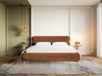 Mobilier de chambre à coucher simple Meilleure vente Cadre de lit tendance en velours chromé coloré marron