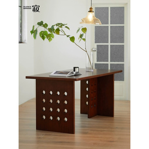 โต๊ะรับประทานอาหารไม้เนื้อแข็งแบบวินเทจ ดีไซน์ทรงสี่เหลี่ยมผืนผ้า แข็งแรง ทนทาน เหมาะสำหรับใช้ในห้องรับประทานอาหารที่บ้าน - Product Image 4