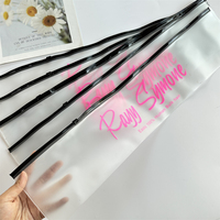 Sacs d'emballage en plastique réutilisables de luxe pour perruque avec logo, sac long givré à fermeture éclair en PVC pour accessoire d'extension de cheveux
