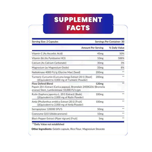 OEM Nattokinase 4000 FU Serrapeptase 120000 SPU Lumbrokinase Supplément enzymatique avec bromélaïne Papaïne Papaye Enzymes - Product Image 2