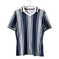 Maillot de football vintage rayé pour homme, manches courtes, col en V, respirant, anti-humidité, extensible dans quatre directions, viscose/polyester, été
