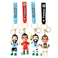 Fußballspieler-Figur Silikon-Schlüsselanhänger 3D Fußball-Athlet Puppe Taschenanhänger Mit Fußball-Handgelenkschlaufe Sport-Souvenir Schlüsselring
