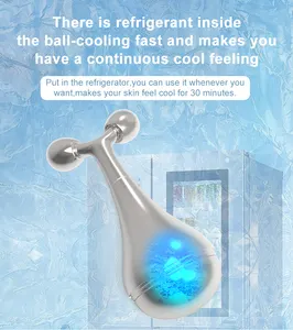 プライベートラベル冷凍フェイシャルマッサージローラーマジッククライオスティック冷却ステンレス鋼アイスグローブ
