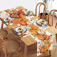 Ensemble de 5 chemins de table et sets de table en tissu haute densité imprimés feuilles de citrouille d'automne pour la décoration de table de Thanksgiving