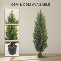 Vente en gros d'arbres artificiels en cyprès/cèdre de 90 cm, 120 cm, 150 cm, 180 cm, arbre vert avec tronc en bois naturel