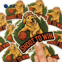 Autocollants sportifs personnalisés Golden Retriever style dessin animé, résistance industrielle, avec bordure crème, pour la décoration des fans d'animaux de compagnie