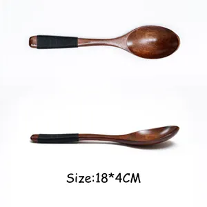 Utensílio de cozinha com cabo longo, 15cm, 18cm, corda de lítio, colher de madeira, utensílio de cozinha, colher de chá, colher de chá, pegador de arroz, crianças