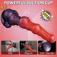 Dildo de silicona de fantasía con forma de animal grande, enorme, grueso, monstruoso, alienígena, anudado, anal, con fuerte ventosa para juego manos libres
