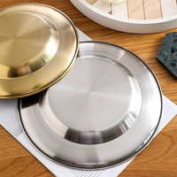 Plato Retro de Acero Inoxidable Dorado, Plato para Pasta Estilo Occidental, Plato para Postres, Plato para Aperitivos, Plato para Camarones Panlong