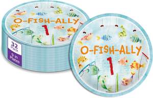 O'fishally One Décorations de fête d'anniversaire modernes 1er Vente chaude 9 en assiettes en papier - Product Image 4