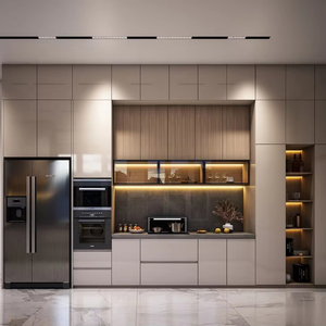 Conceptions de style minimaliste moderne petite unité d'armoires de <span class=keywords><strong>cuisine</strong></span> en mélamine de style <span class=keywords><strong>linéaire</strong></span> de meubles de maison complets et personnalisés avec évier - Product Image 1