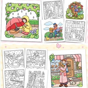 Livres de coloriage pour adultes et adolescents, mignons, thérapeutiques, anti-stress, en papier double-adhésif, petit <span class=keywords><strong>livre</strong></span> de peinture d'angle - Product Image 1