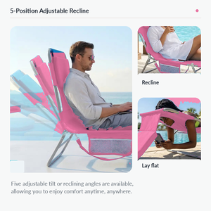 Chaise longue de plage pliable et réglable, écologique et durable, avec sangles de transport latérales, pour l'extérieur – Vente en gros - Product Image 6