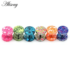 Wholesale Women Men Cool Ear Plugs Round Stud Earrings 8mm 10mm Stainless Steel Nightclub Candy Color Paint Punk Jewelry