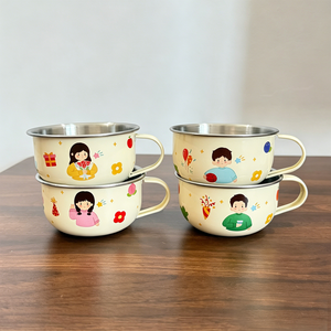 Tasse <span class=keywords><strong>d</strong></span>'apprentissage portable en acier inoxydable de qualité alimentaire pour tout-petits, motif dessin animé, <span class=keywords><strong>anti</strong></span>-chute, avec bol à collation intégré pour enfants - Product Image 5