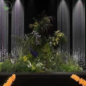 Decorazione del soffitto per matrimonio matrimonio sala argento ciondolo linea di scena tenda rotonda di lusso decorazioni di nozze soffitto - Product Image 1