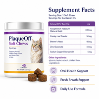 Friandises à mâcher souples pour chats, soutien dentaire avec Ascophyllum Nodosum, 45 unités, pour l'entretien de la plaque dentaire des chats difficiles, soins bucco-dentaires pour chats d'intérieur