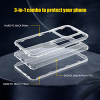 Coque de téléphone transparente combinée populaire pour Tecno Spark 20 Pro Triple 3 en 1 Forros 360 étui pour Tecno Spark Go 2024