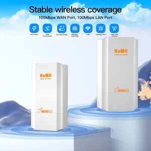 KuWFi CPE130 Modem kabel Wi-Fi 900Mbps AP, Repeater dengan PoE Data Firewall VoIP mendukung 5.8G frekuensi 5g jembatan nirkabel