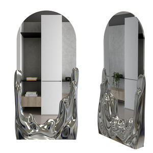 Moderne Wanddecoratie Glasvezel Kunststof Frame Vloerspiegel Hotel Artistieke Zilveren Gebogen Passpiegel - Product Image 1