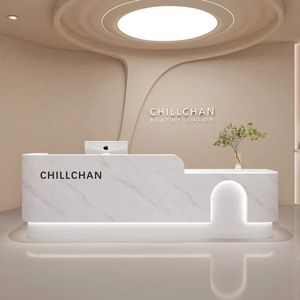 2025 Best Selling Custom Reception Desk Beauty Salon Counter Small Reception <b>Table</b> <b>Nail</b> Salon Circular Reception Desk - Product Image 1