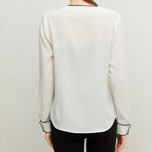 <span class=keywords><strong>Camicie</strong></span> di seta all'ingrosso 23mm camicia di seta crespa elasticizzata camicia moda donna con bordo borsa nera - Product Image 2