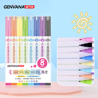 Ensemble de marqueurs artistiques GENVANA à double ligne, 8 couleurs, paillettes, métalliques, argent, marqueurs PLA pour scrapbooking et journalisation DIY