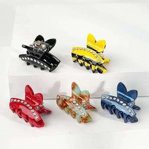 Kinling OEM Design <span class=keywords><strong>Mini</strong></span> <span class=keywords><strong>pince</strong></span> à cheveux en acétate avec strass brillants, <span class=keywords><strong>pince</strong></span> à cheveux en forme de <span class=keywords><strong>crabe</strong></span> transparente pour filles - Product Image 5