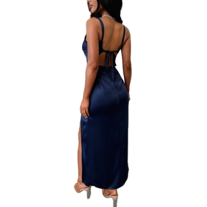 Hot Sale <b>Spaghetti</b> <b>Straps</b> Lace Sleeveless High Split Backless Sexy Women Maxi Dresses Fashion - Product Image 3