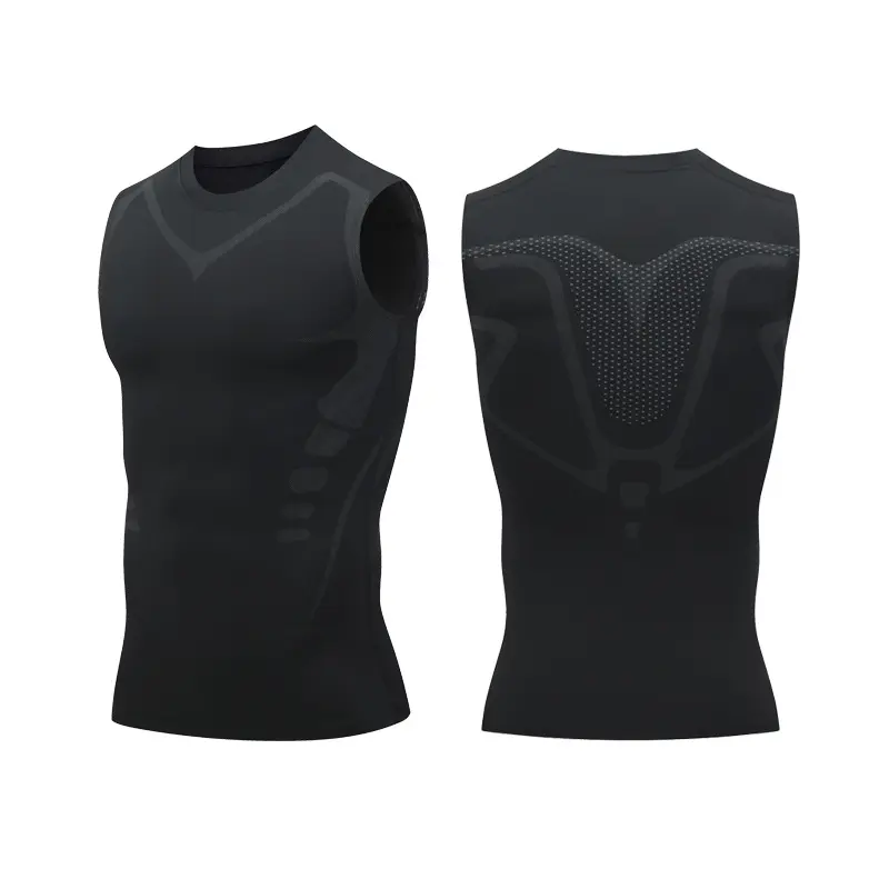 Gilet de sport pour hommes, vêtement moulant, séchage rapide, respirant, mince et élastique, sans manches, haut de fitness