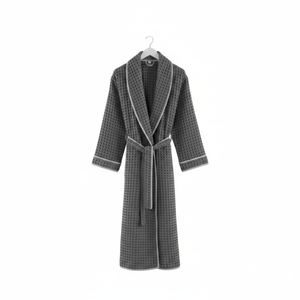 Albornoz con cuello chal de gofre de algodón 100% para hombres y mujeres, bata de Spa absorbente de algodón turco de lujo, ropa de descanso de Hotel Unisex suave - Product Image 2