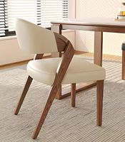 Chaise de salle à manger en bois massif nordique avec revêtement en cuir, écologique, entièrement assemblée pour une utilisation domestique polyvalente