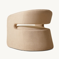 GIA Nouveau design Chaise simple à dossier ouvert Salon Chaise en tissu blanc Mobilier d'intérieur Fauteuil canapé simple à dossier incurvé souple