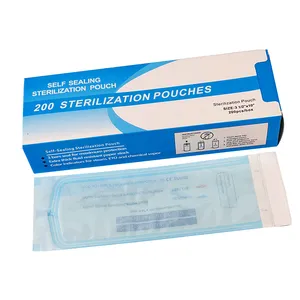 Self Sealing Sterilization Pouch Bag Clear Blue for Nail Tools 10x3.5in