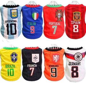 Gilet pour chien de compagnie Coupe de football Printemps-Été, motif rayé et lettres, en polyester respirant à séchage rapide, style décontracté, vêtement de football - Product Image 6