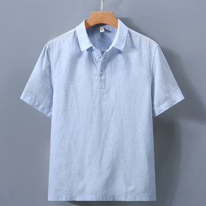 Camicia a maniche corte in lino alla moda in stile giapponese, da uomo, alla moda, artistica, casual, vestibilità ampia, con perline, senza trattamento antipiega - Product Image 3