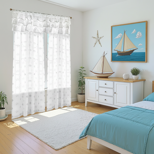 Voilages Jinchan personnalisables toutes saisons à motif marin imprimé, 100 % polyester, écologiques, avec passe-tringle - Product Image 1