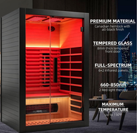 Sauna infrarouge à spectre complet personnalisé en bois de pruche pour 2 personnes, sauna sec intérieur pour la maison et la salle de sport