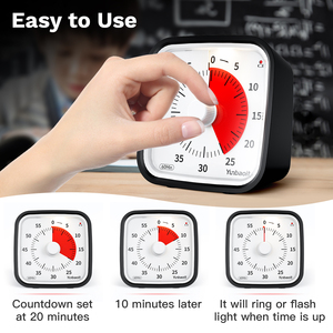 Temporizador de tiempo OEM Yunbaoit Pomodoro silencioso temporizador de cuenta regresiva de cocina de 60 minutos temporizador de estudio de productividad Visual para niños y adultos - Product Image 4