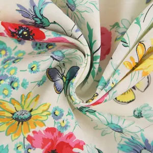 Selling Woven Digital Printed Soft 55% Linen 45% Cotton Fabric Floral Linen Fabric For Dress