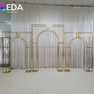 LEDA High Quality Wedding Props Iron Screen Wedding Stage Layout Gold Metal Arch Welcome Area Decorative Background <b>Frame</b> - Product Image 1