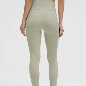 Women's High Waist Sport Pants Seamless Yoga <b>Leggings</b> for Fitness Gym Workout Solid <b>Pattern</b> Spandex/Nylon Elastic Waist Closure - Product Image 5
