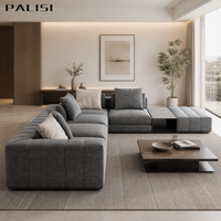 Italienisches Ecksofa-Set aus Stoff, L-Form, Minimalistisches Sofa-Möbelset, Hochwertiges Stoff-Villa-Ecksofa-Set aus Leder, Luxuriös