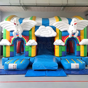 Château gonflable commercial à thème zoo en PVC, toboggan animalier, avec toit, écologique, imperméable, capacité 800 kg - Product Image 3