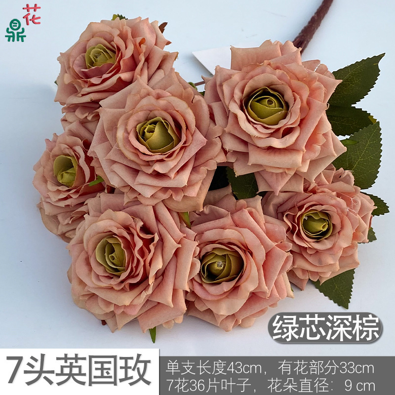 Rose britannique à 7 têtes DG Green Core marron foncé