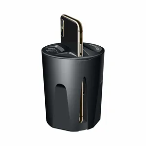 Suporte de copo de carregamento de carro sem fio, 15w com porta usb tipo c, montagem de 7.5w, carregador portátil de celular